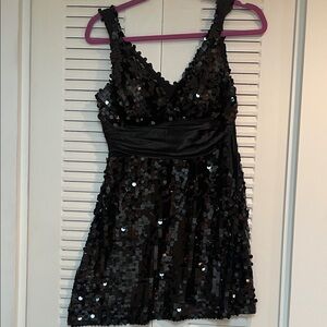 Elegant Black Sequin Mini Dress